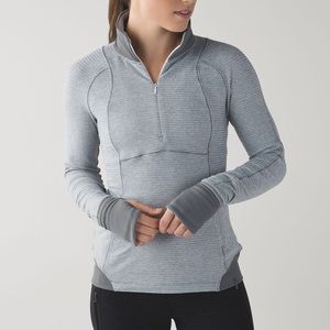 Lululemon Runderful Half-Zip Jacket, Mini Check Pique White Heathered Slate